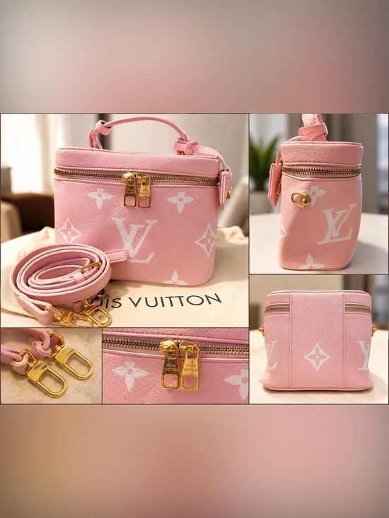 The Unbranded Brand Handbags - Pink Monogram Mini Vanity Crossbody